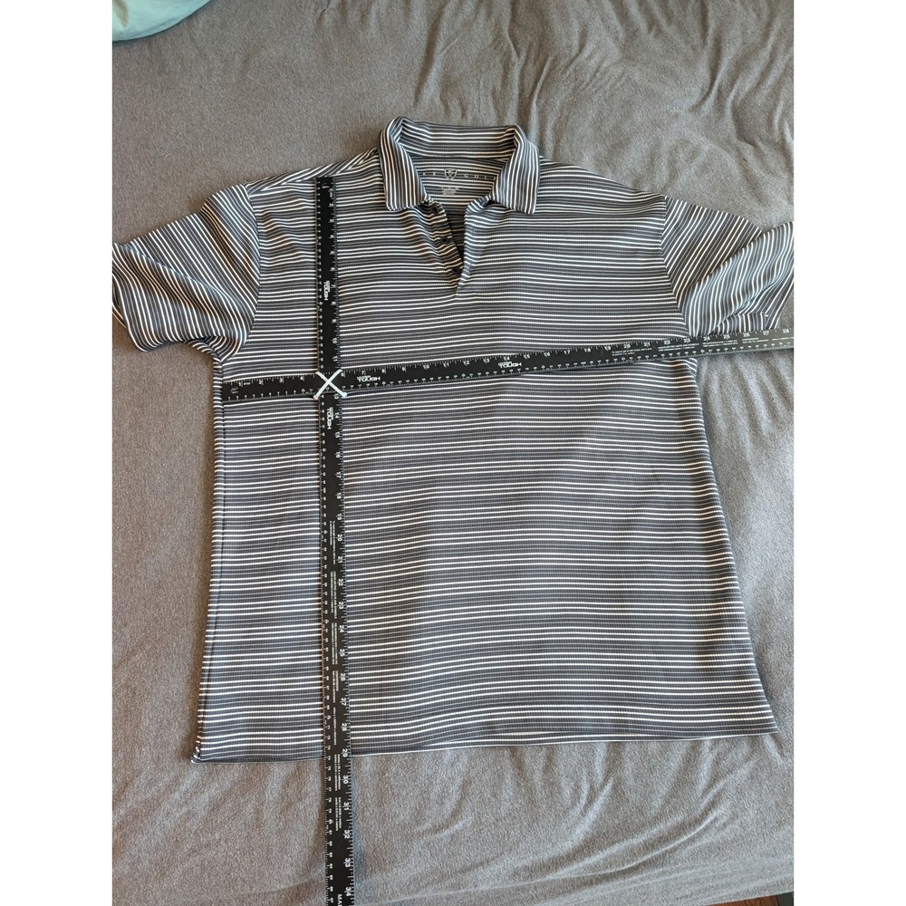 Nike Golf Fit Dry Polo Shirt Mens XL Black White Striped Short Sleeve Athletic